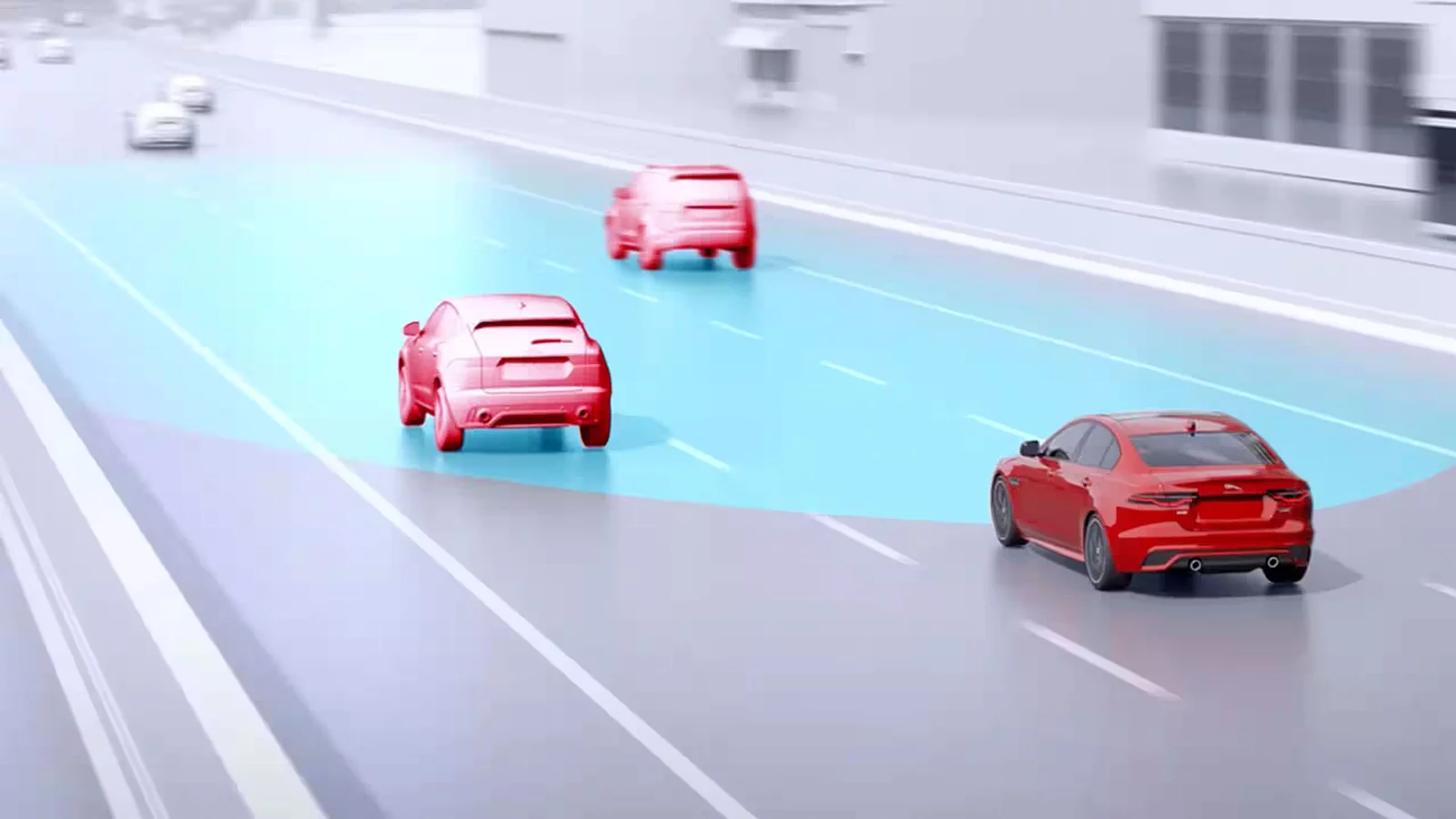 Vector illustrations of adaptive cruise control technology