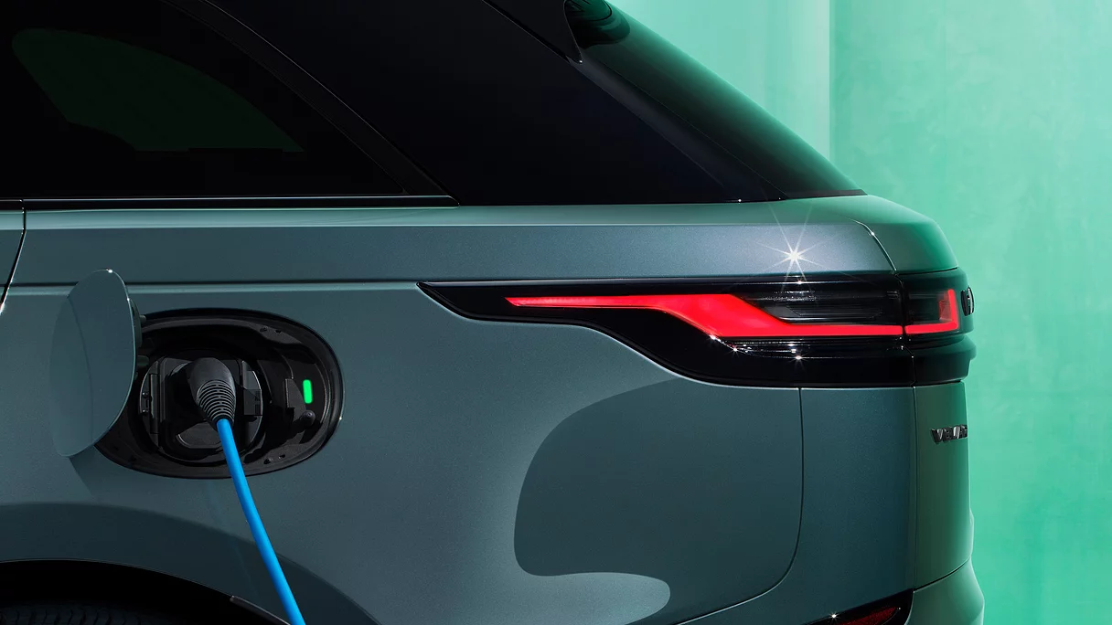 Range Rover Velar with its charging cable plugged in