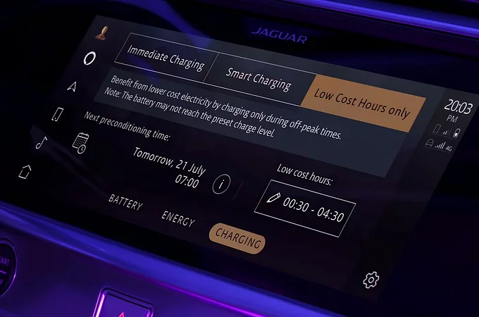 Infotainment touch screen display of Jaguar
