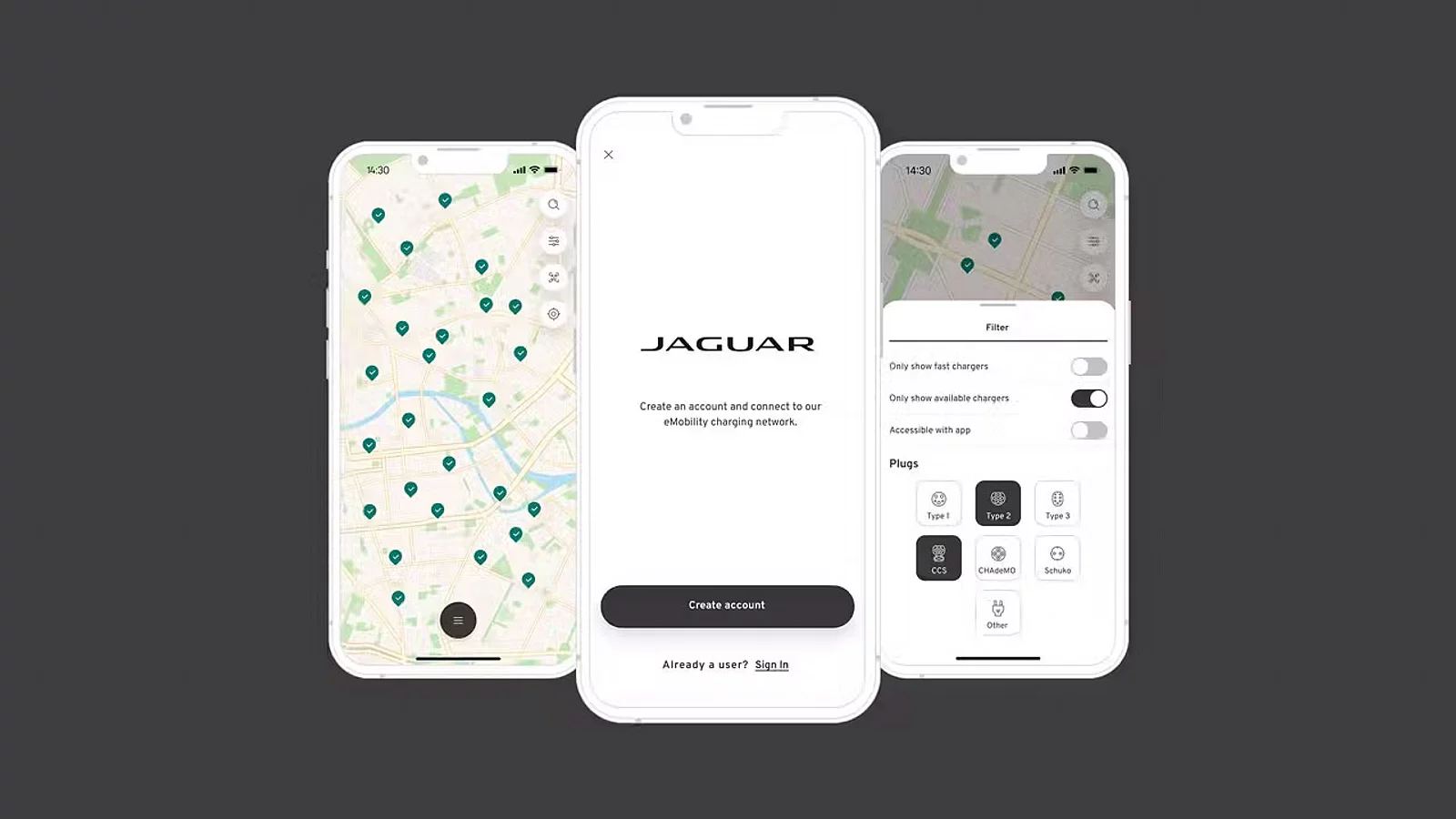 Jaguar app map info