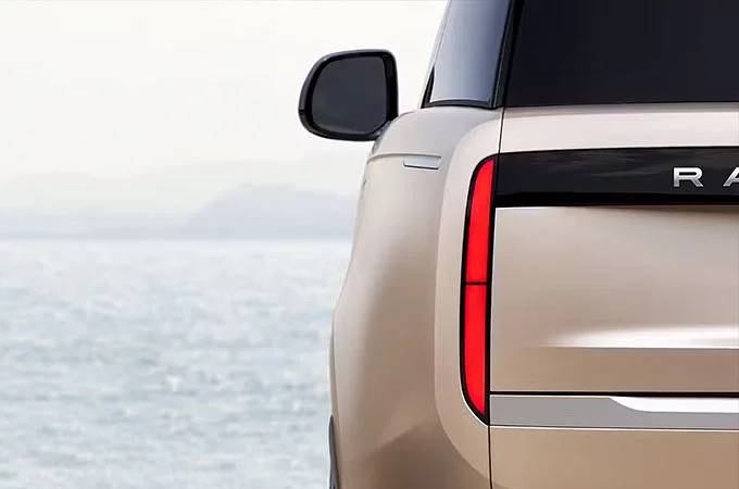 New Range Rover tail light parked near sea shore