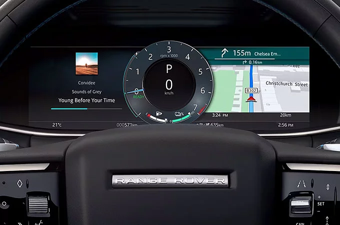 Range Rover Evoque interior dashboard and infotainment system	