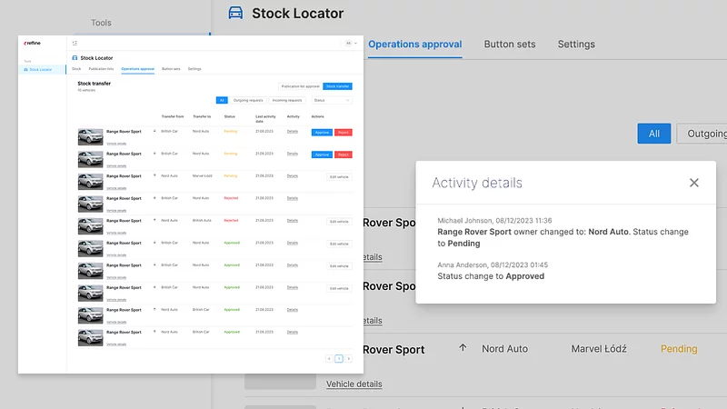 car transfer stock management 