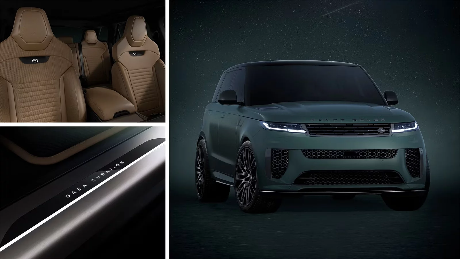 Három fénykép; Range Rover Sport parkol és belső tér