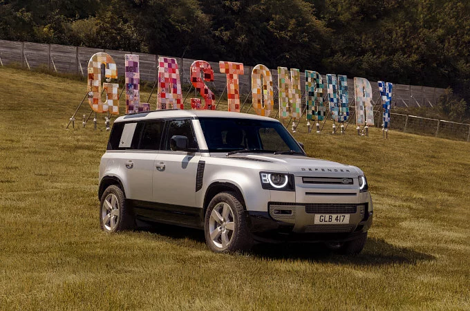 Defender parked on the grass