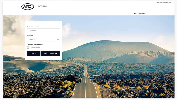 Incontrol login screen