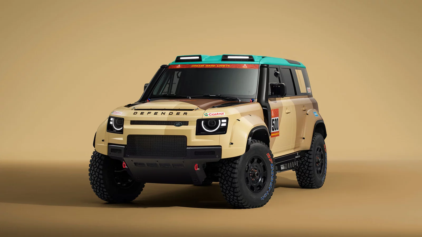 Defender Dakar front 3-4th side view