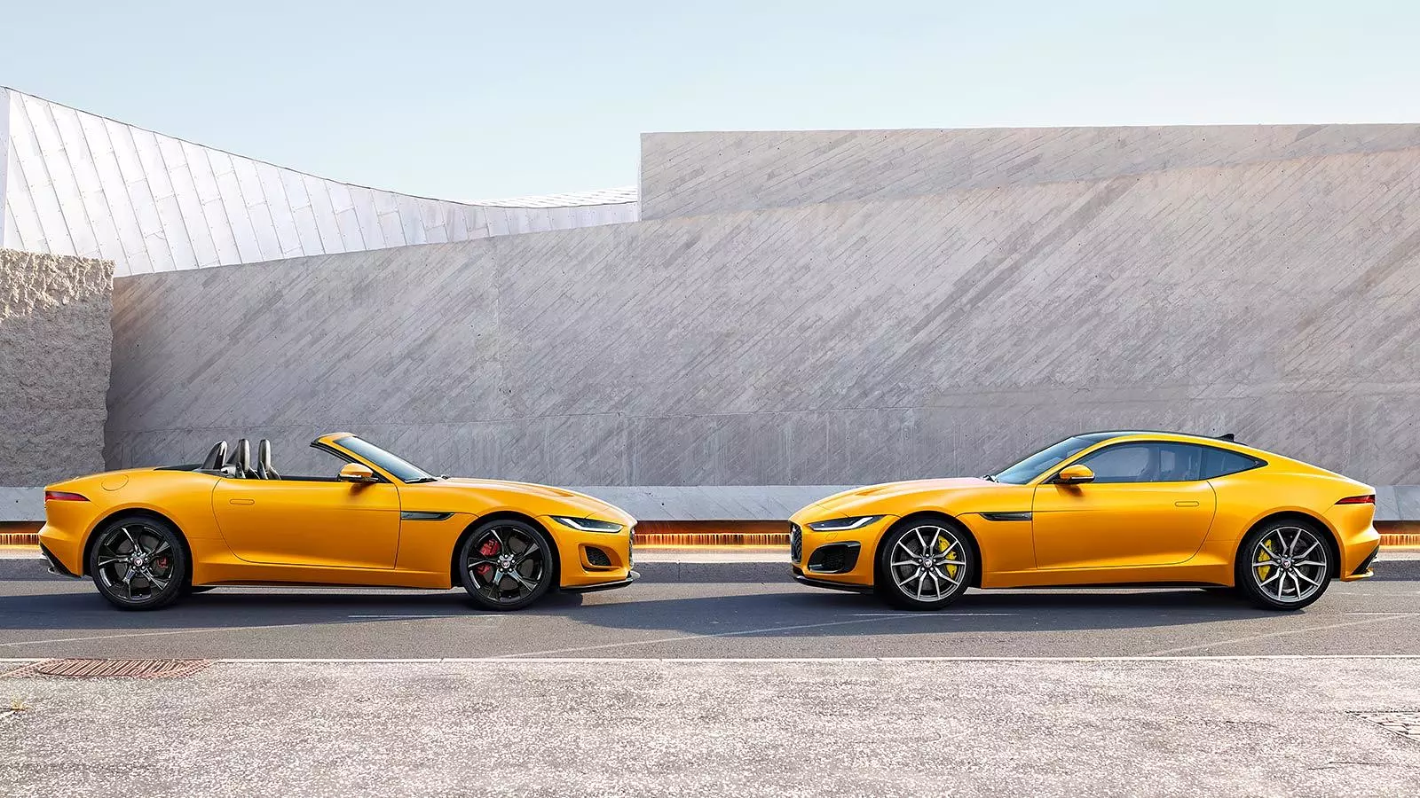 two yellow F-Type's