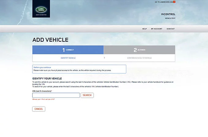 ADD A VEHICLE TO YOUR ACCOUNT