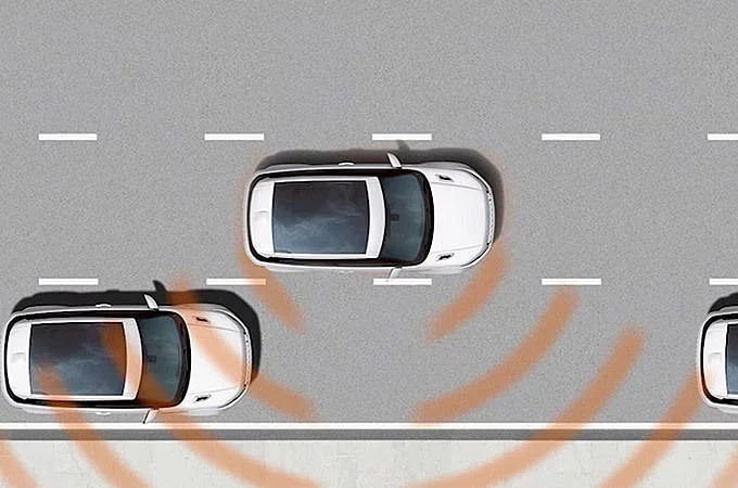 Vista superior da gama de sensores Park Assist do Range Rover Evoque. SISTEMA PARK ASSIST