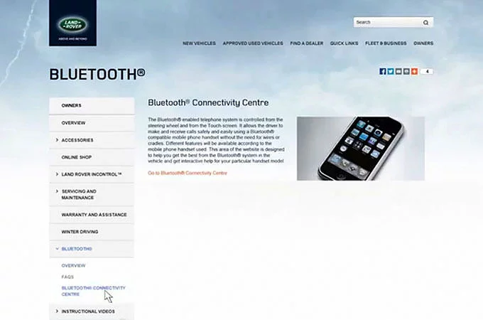 BLUETOOTH® CONNECTIVITY WEB PAGE