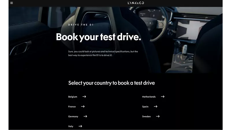 The Lynk & Co test drive reservation portal