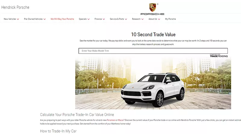 Porsche Trade-in Calculator