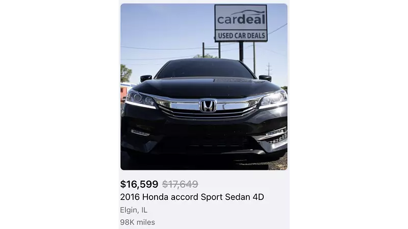 A used car dealership’s listing on Facebook Marketplace