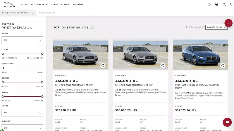 Jaguar Stock Locator in Croatia