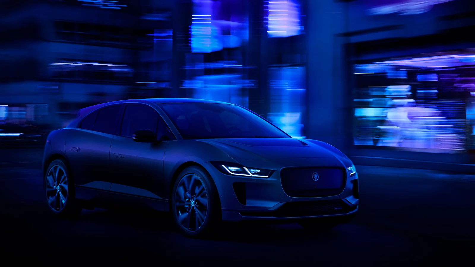 Jaguar I-PACE running in the city